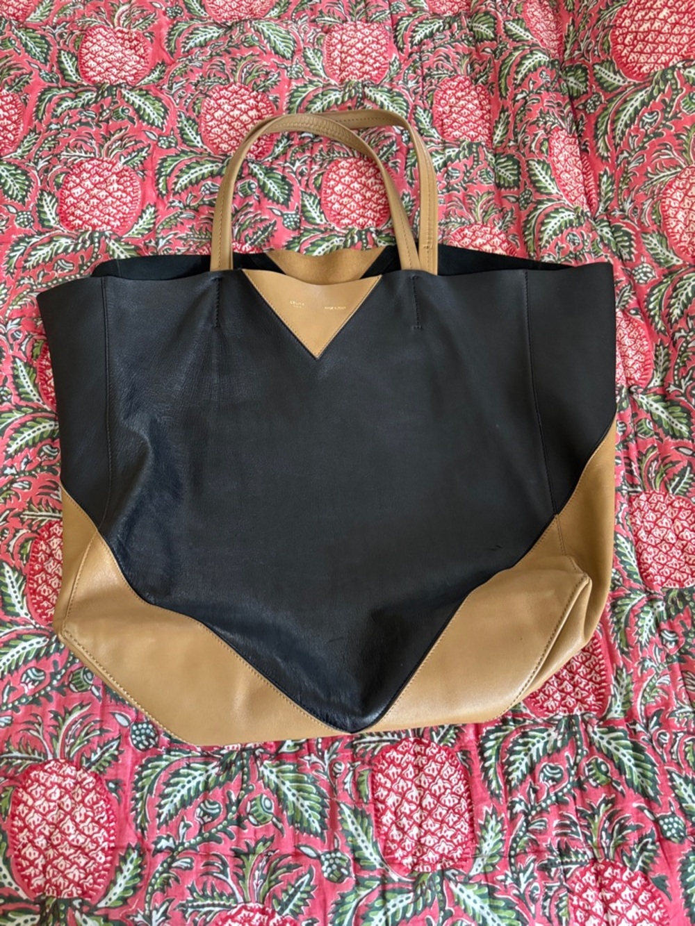 Celine Black & Tan Two-Tone Leather Tote